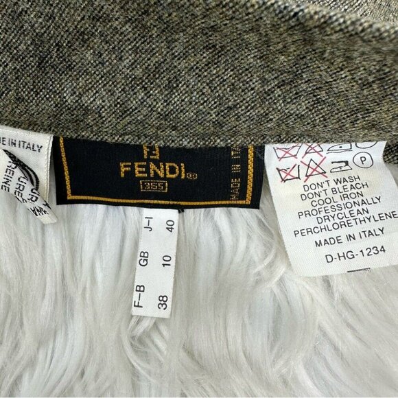 Fendi Women's Green Tweed Designer Virgin Wool Career Pencil Skirt FR38/W25 - Picture 10 of 15
